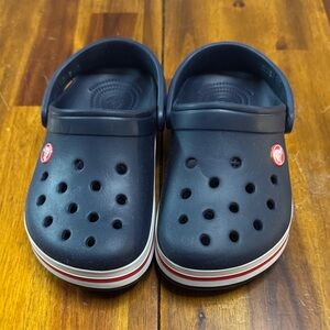 CROCS Kids Navy Water Shoes with Red Accents
